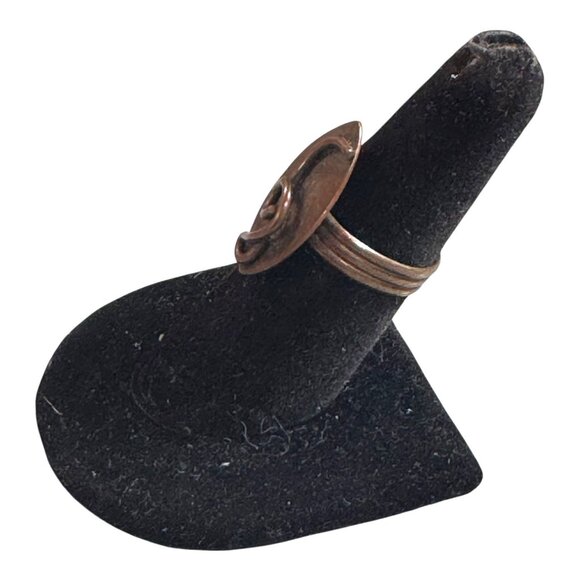 Vintage Copper Adjustable Ring Music Note Trebel Clef MCM Mid Century Swirl - Picture 3 of 9